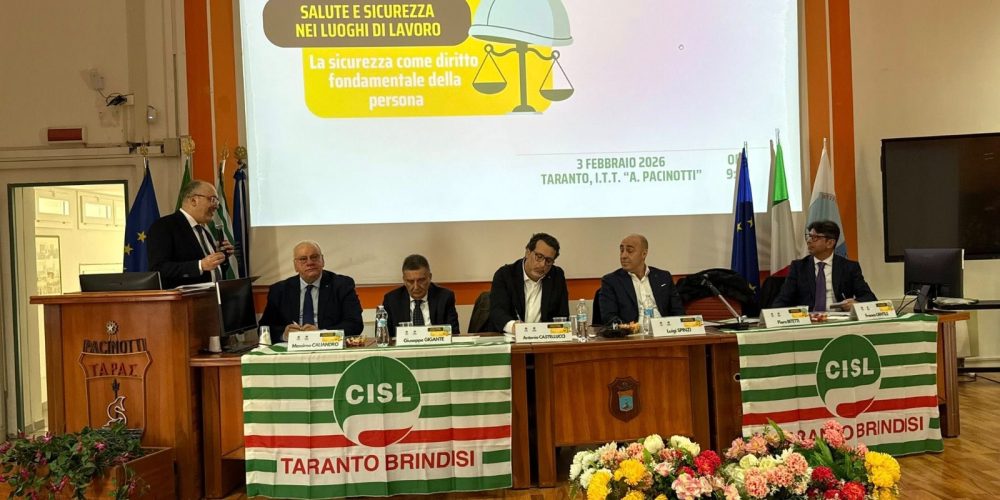 CISL: SALUTE E SICUREZZA SUL LAVORO,PRIORITÀ NON NEGOZIABILI